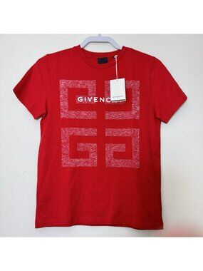 Givenchy Paris Large Logo Girls Boys Unisex T-Shirt Size 12 Short Sleeve New